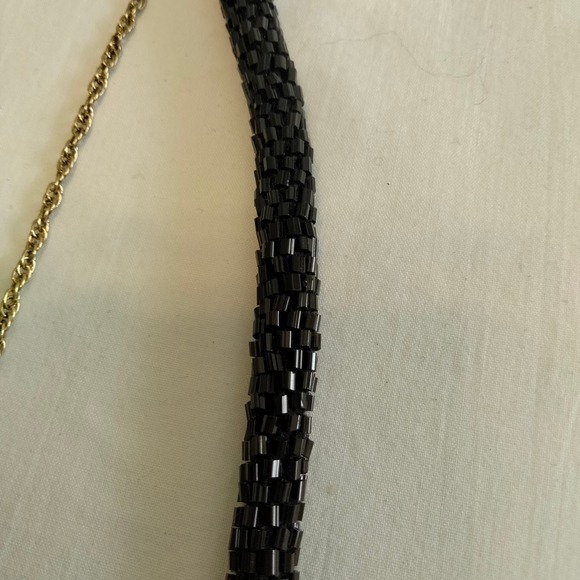 Iris Apfel & Bajalia Black-Clear Rhinestone Feathered Beaded Statement Necklace - Picture 16 of 16